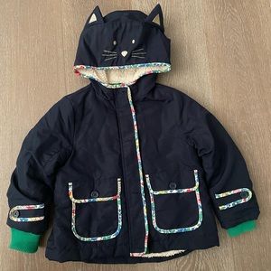 Mini Boden Cat Anorak Jacket Navy Sz 2-3y